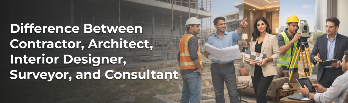 Difference Between Contractor, Architect, Interior Designer, Surveyor, and Consultant